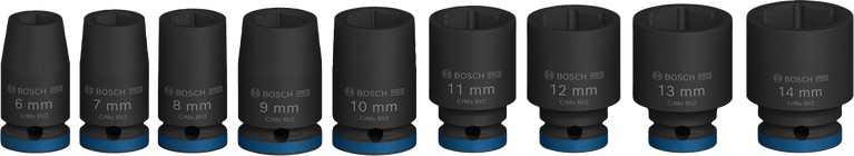 Juego de vasos de impacto Bosch PRO de 1/4 de pulgada, 9 piezas.